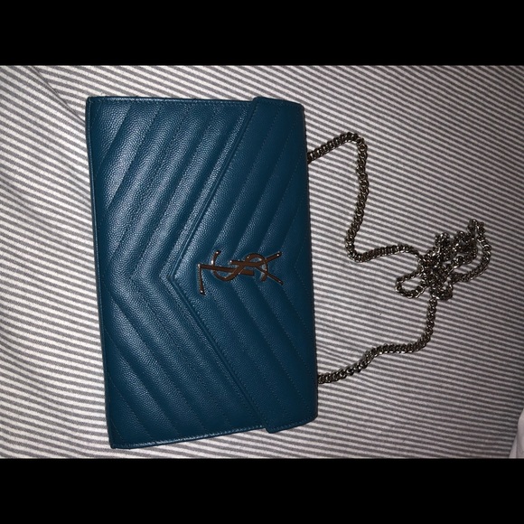 YSL Wallet/Clutch/Cross-body - Peacock/Teal - Picture 3 of 6